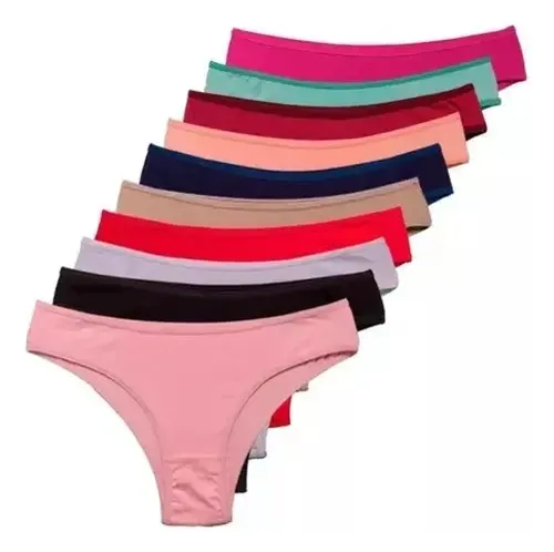 Kit 10 Calcinha Microfibra Feminina Calcinhas Algodão Tanga Lisas E Estampadas G