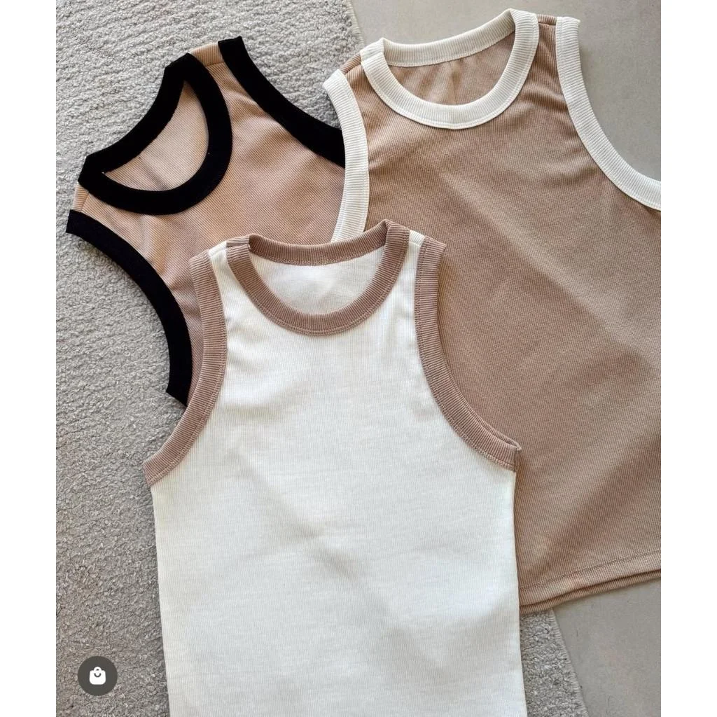 Kit 2 Blusas Feminina Bicolor Regata Canelada Ribana Premium Social Americana Basica Promoção