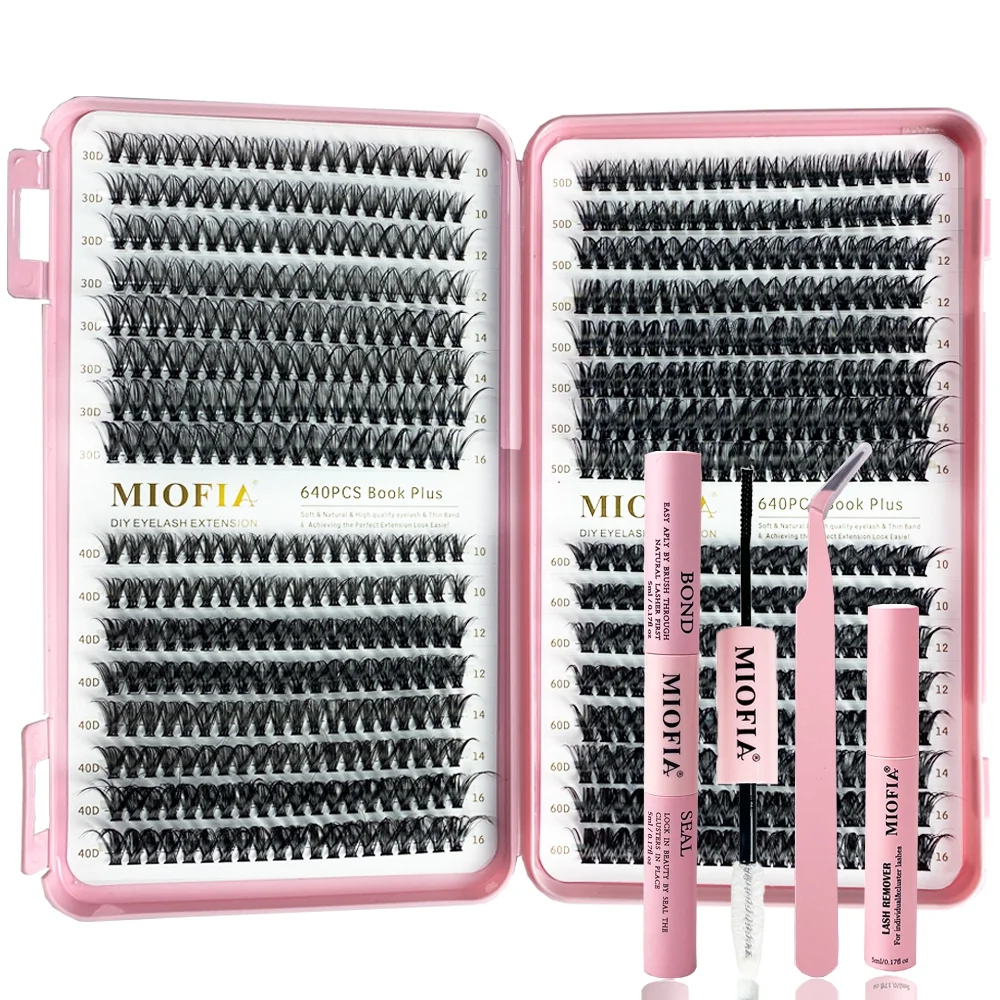 640 tufos 30/40/50/60d cílios postiços livro 10-16mm misturado cílios postiços DIY conexão extensão cílios conjunto
