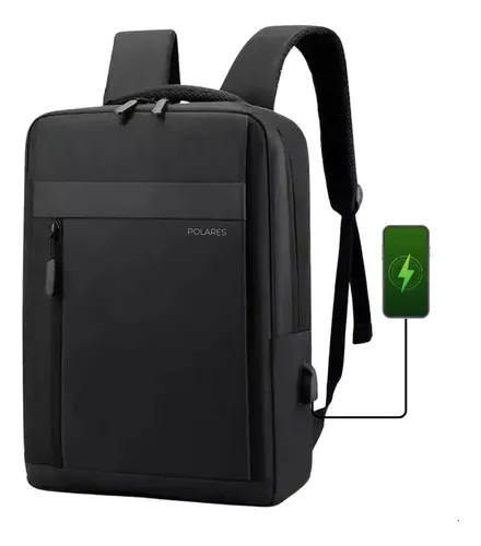 Mochila Notebook Até 15.6 Executiva Saída Usb Modelo Premium Polares Cor Preto Executivo