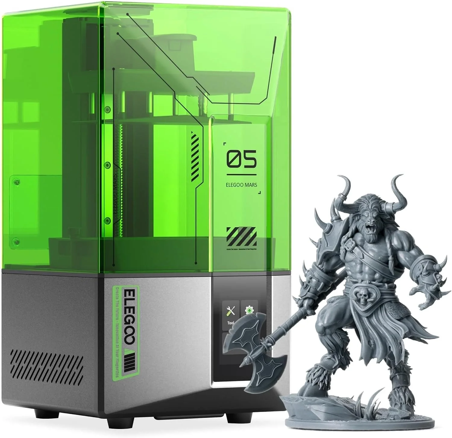 ELEGOO Impressora 3D de Resina Mars 5, Sensor Mecânico Inteligente, Nivelamento Automático, LCD Monocromático 4K de 6,6, Tamanho de Impressão de 5,91 x 5,65 x 3,53 Inches