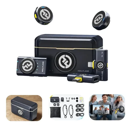 Microfone Lapela Duplo Hollyland Lark M2 Combo Usb C Câmera Preto