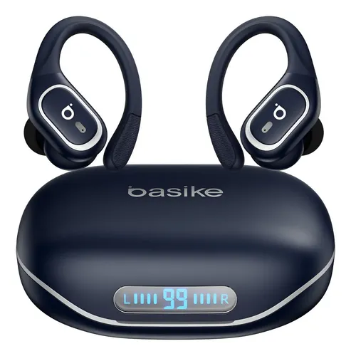 Basike Fone De Ouvido Bluetooth 6.0 Esportivo Sem Fio Gancho Intra-auricular,estéreo,com Display Led, Tws, Ipx5, Enc, Suporta Chamadas De Voz, Compatível Android E Ios, Cor Azul