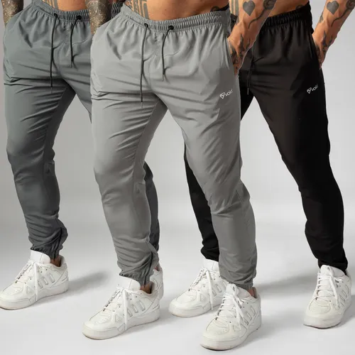 Kit 3 Calças Jogger Masculinas De Tactel Com Elastano Ziper