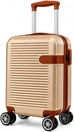Mala de Bordo Premium 10kg ANAC com Rodas Duplas 360° e Cadeado TSA AntiFurto Rígida Leve Resistente Elegante para Viagens Curtas Avião e Bagagem de Mão Executiva (Champagne)