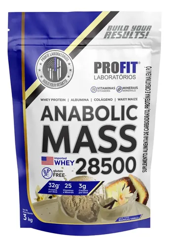 Hipercalórico Anabolic Mass 28500 3kg Profit Labs Sabor Baunilha