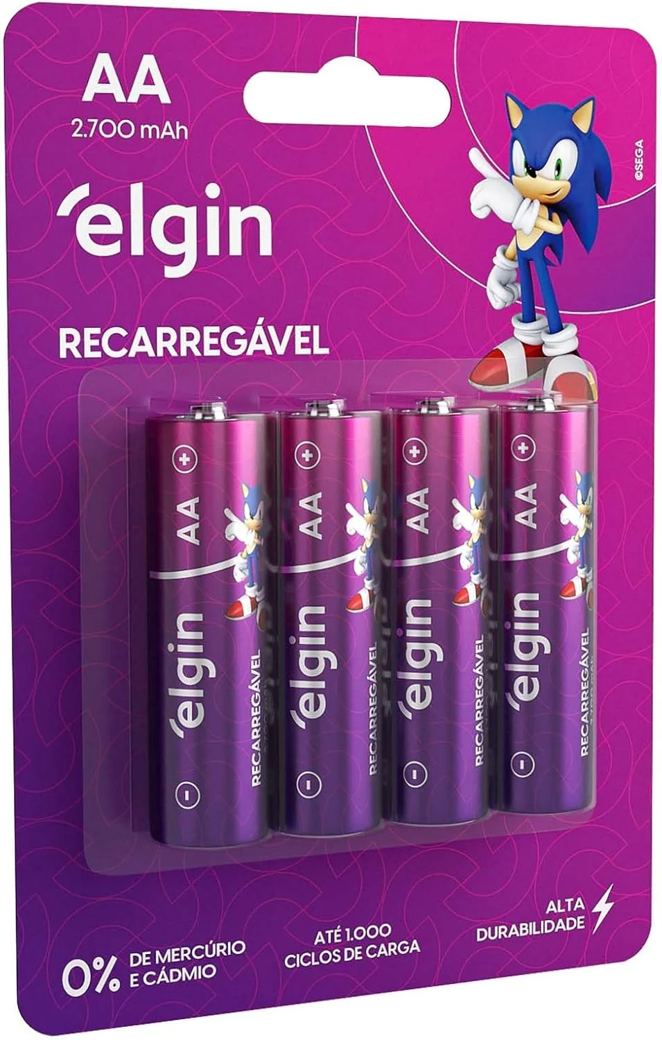 Pilha recarregável AA 2700Mah Elgin Com 4 unidades Comum