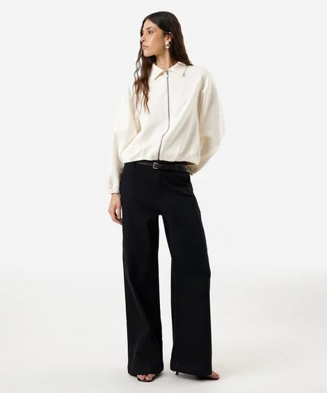 Calça Jeans Wide Leg Cintura Alta