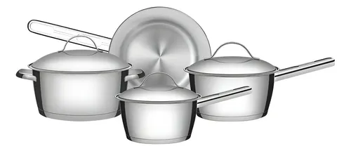 Jogo De Panelas Com 4 Peças Aço Inox Allegra Tramontina