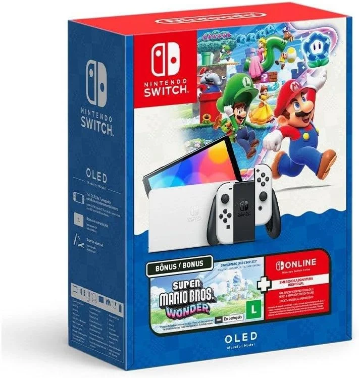 Bundle Nintendo Switch OLED + Super Mario Bros. Wonder + 3 Meses de Assinatura Nintendo Switch Online