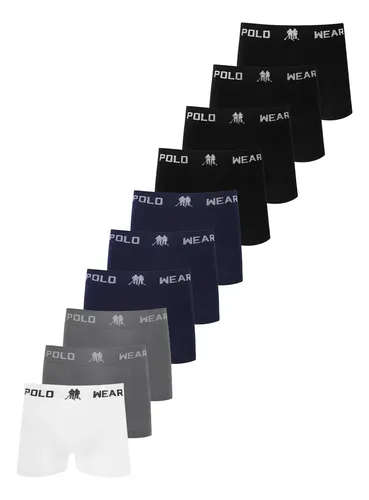 Kit 10 Cuecas Boxer Lisa Polo Wear Sortido Sortido Liso M