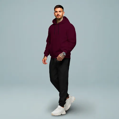 Conjunto Calça E Blusa De Moletom Liso Masculino Unissex M Bordo | Preto