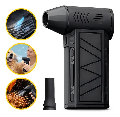 Mini Ventilador Soprador Ar Turbo 130000RPM Sem Fio Recarregável USB 3 Níveis Jato Forte Portátil Multiuso Limpeza Teclado Carro Acende Churrasqueira Simake