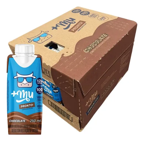 +Mu Mulkshake Bebida Com Whey Chocolate 250ml -12 Unidades