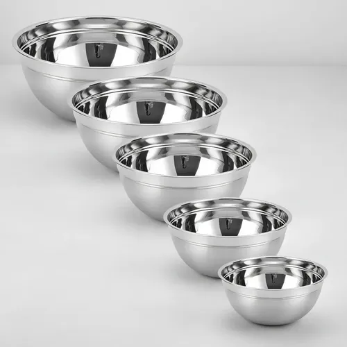 Kit Com 5 Tigelas Bowls Em Aço Inox De Excelente Qualidade