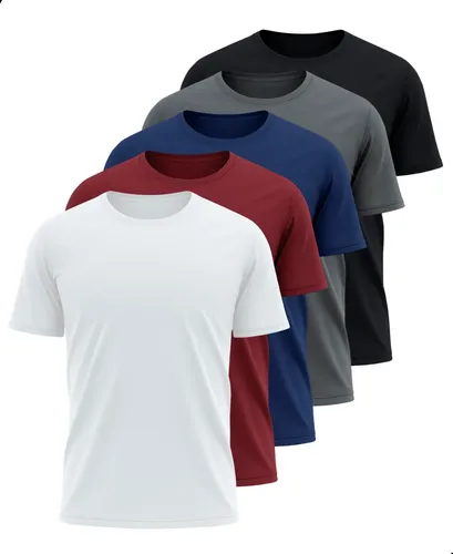 Kit 5 Camisetas Básicas Masculina Dry Fit Lisa Tradicional  Variado Gg