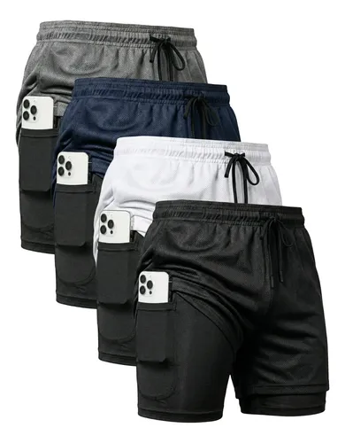 Kit 4 Shorts 2 Em 1 Duplo Dryfit Masculino Compressão Térmic