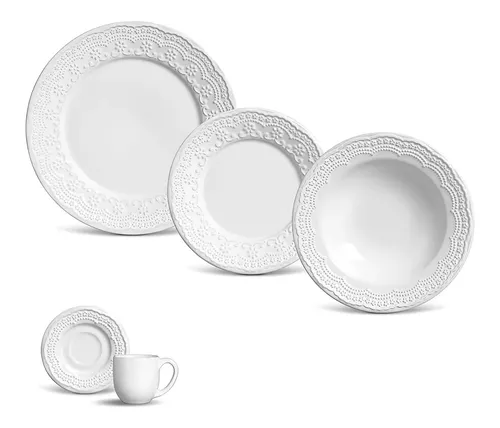 Aparelho De Jantar 20 Peças Madeleine Branco Liso