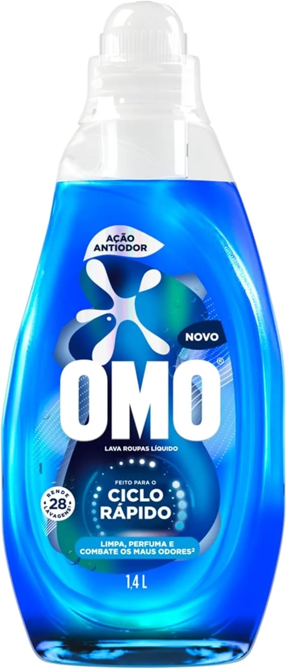 Lava-Roupas Líquido Omo Ciclo Rápido Ação Total Frasco 1,4l