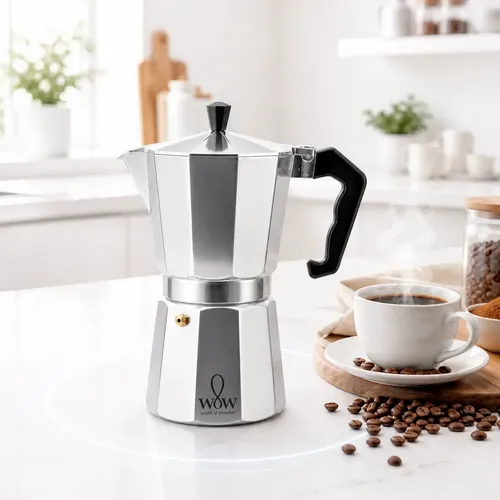 Cafeteira Italiana Premium 6 Xícaras De Alumínio Wow World Of Wonders Prateado