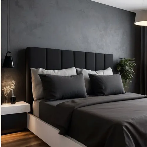 Cabeceira Para Cama Casal Box Estofada C/ 7un Varias Cores Preto