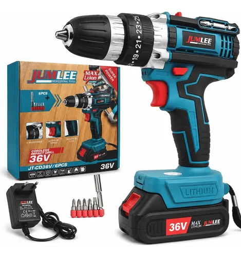 Parafusadeira E Furadeira À Bateria 36v Sem Fio Bivolt Azul-celeste 50hz/60hz 127/220v Azul-celeste 127/220v 50hz/60hz
