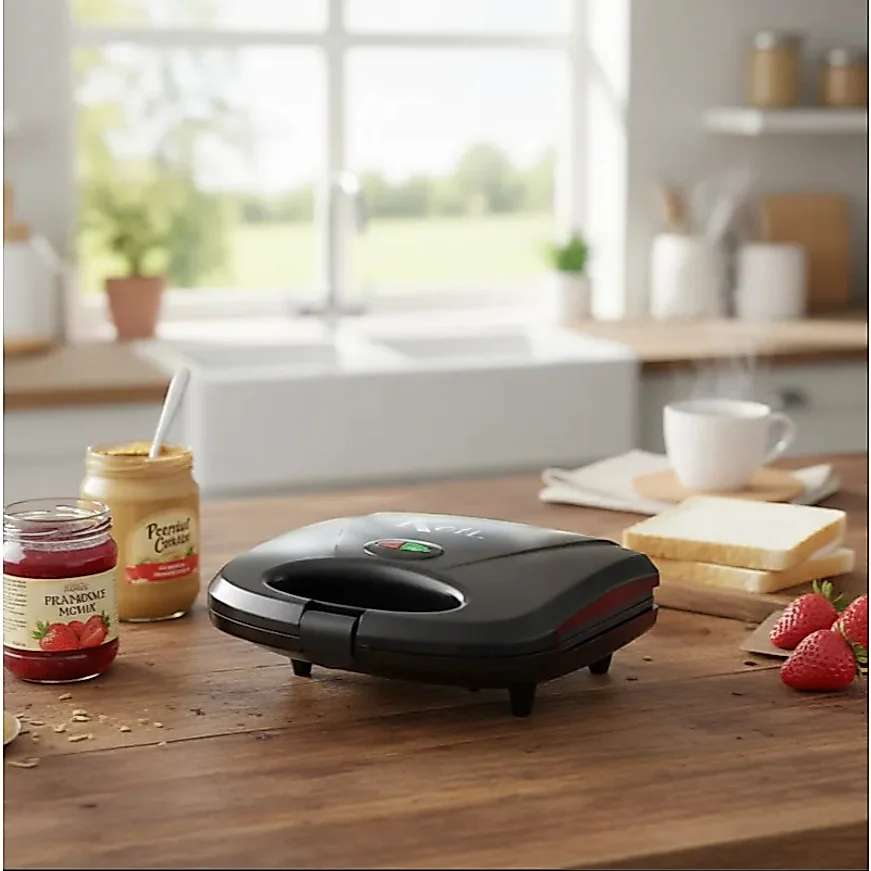 Sanduicheira Grill Elétrica 750W Antiaderente Koti Preta Faz 2 Sanduíches Rápido 110V ou 220V