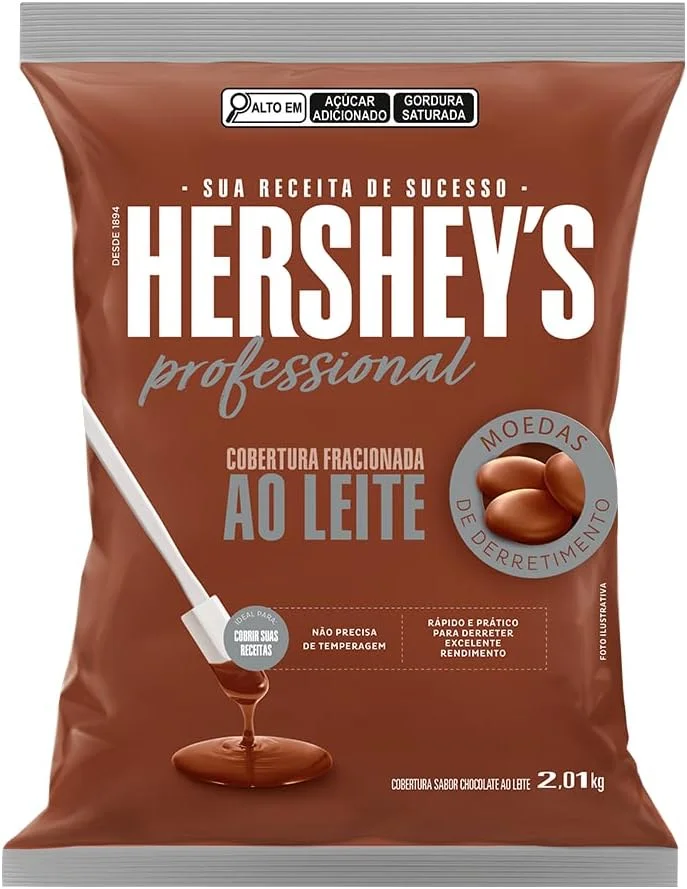 Hershey's Cobertura Fracionada Professional Chocolate ao Leite Formato Moeda sem Necessidade de Temperagem 2,01 Kg