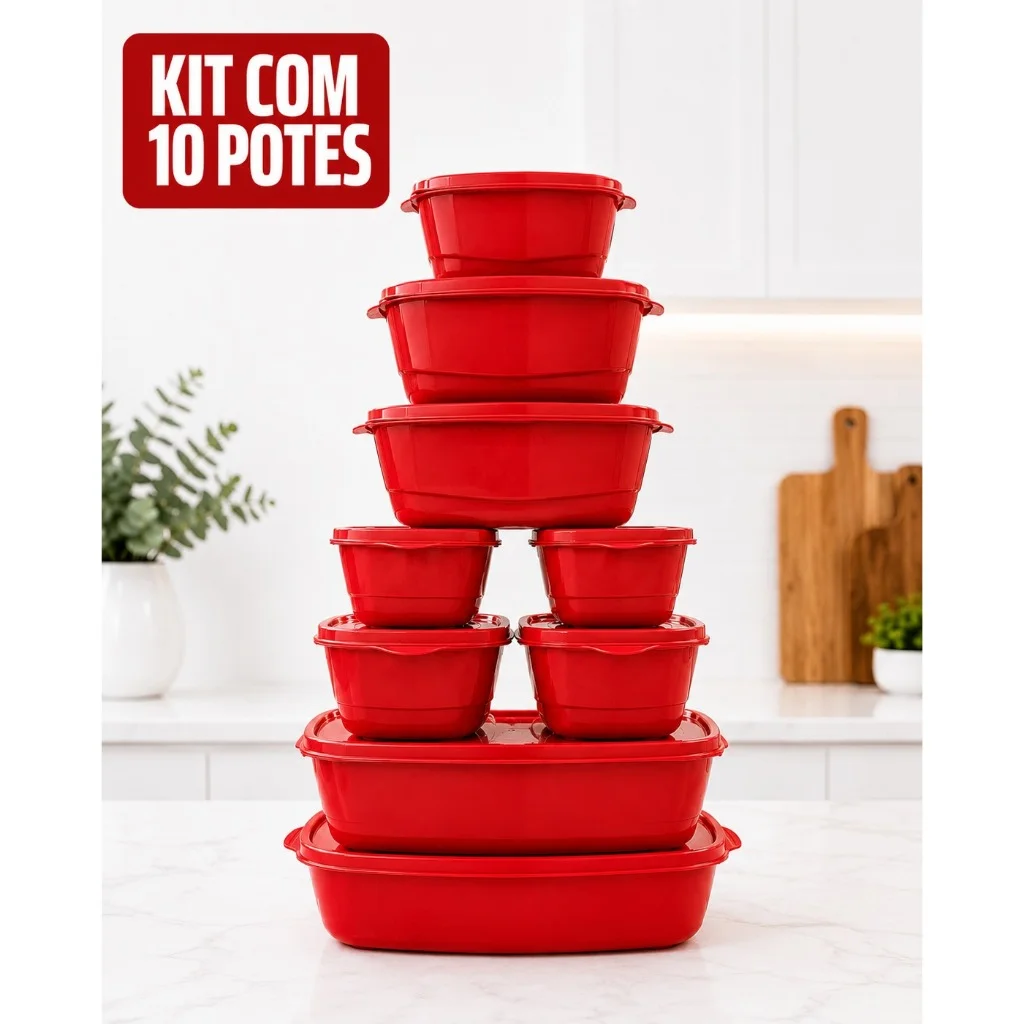 Kit 10 Potes Oval Praticidade e Organização na sua Cozinha