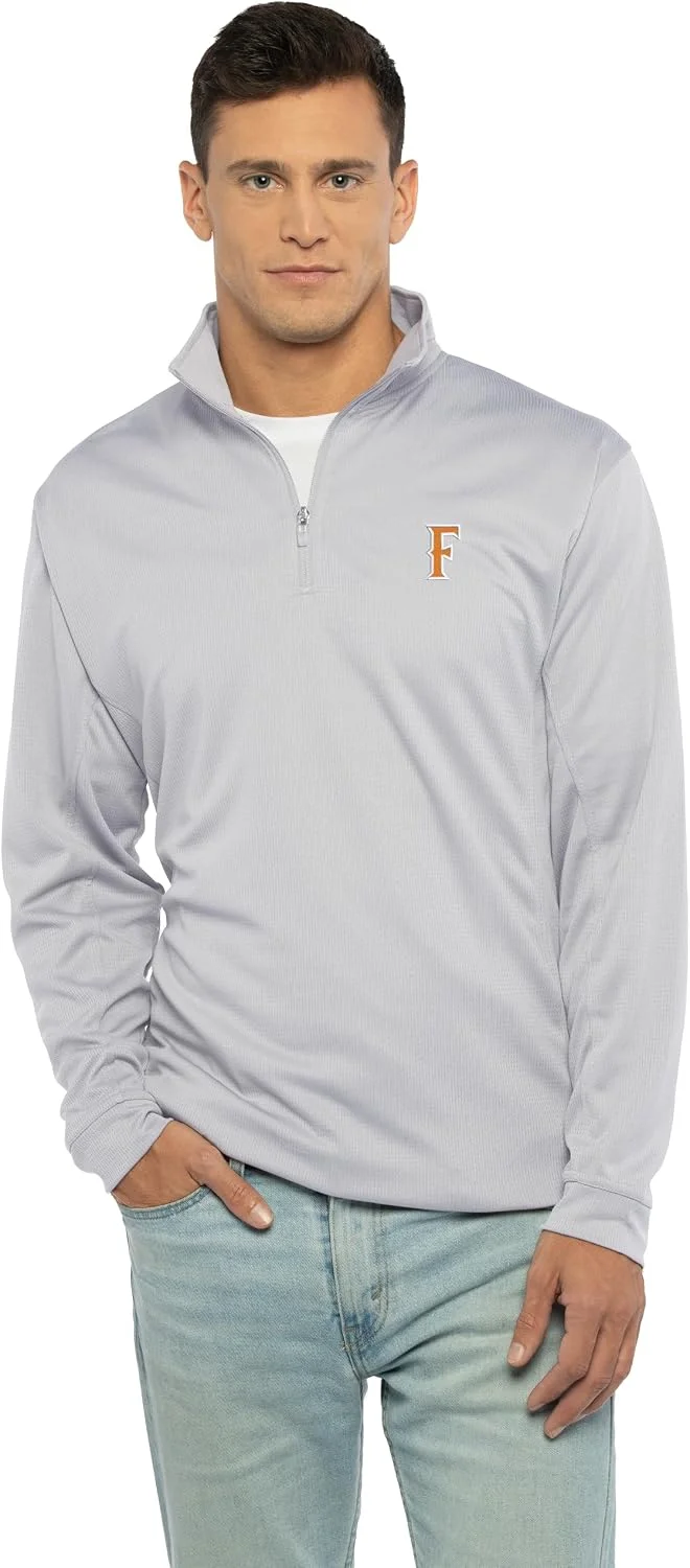 Vantage Apparel Pulôver masculino padrão universitário micro malha desempenho cinza 1/4 zíper