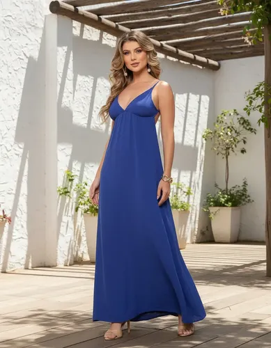 Vestido Feminino Soltinho Longo Costa Nua Decote Alças Finas