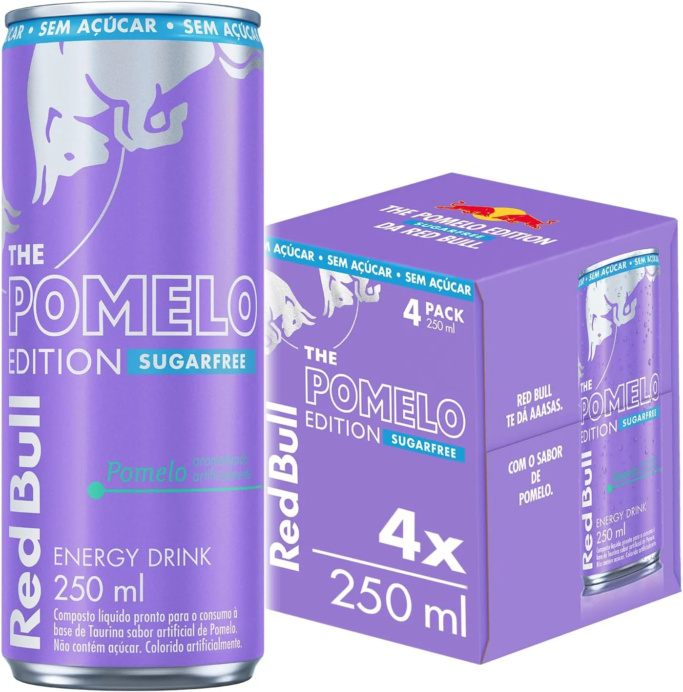 Red Bull Energético, Pomelo, Sem Açúcar, 250ml, 4 latas