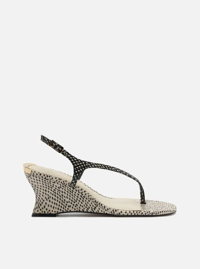 Sandália Estampada Anabela Snake Tiras