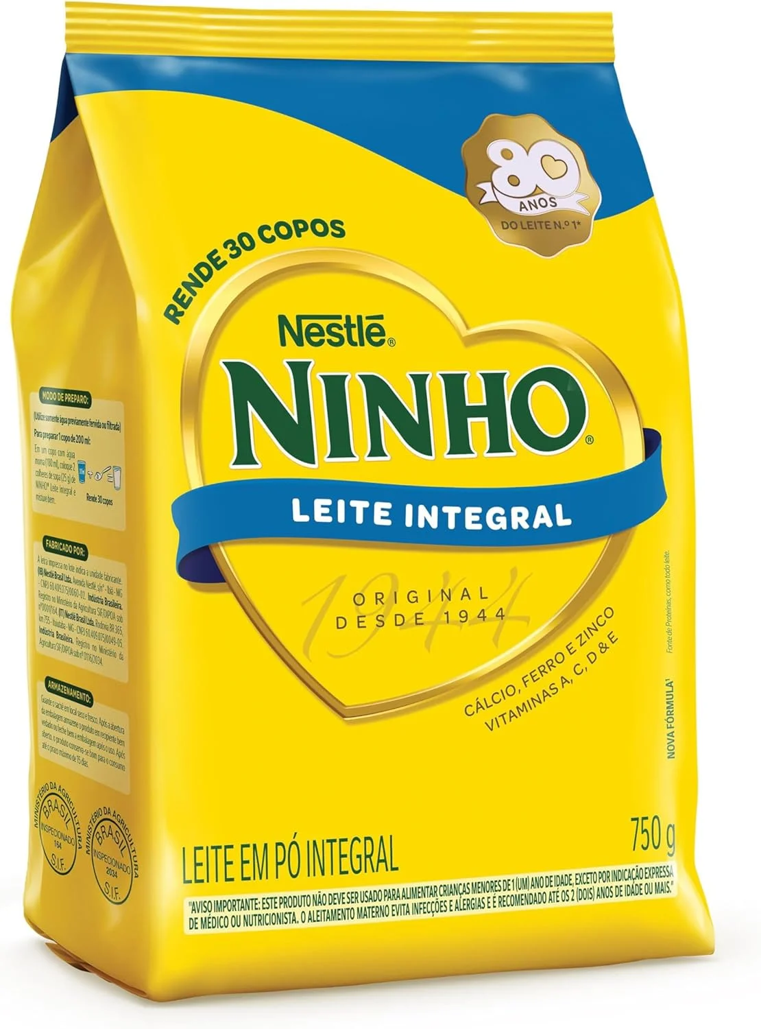 Ninho, Leite Po Integral, Pacote 750g