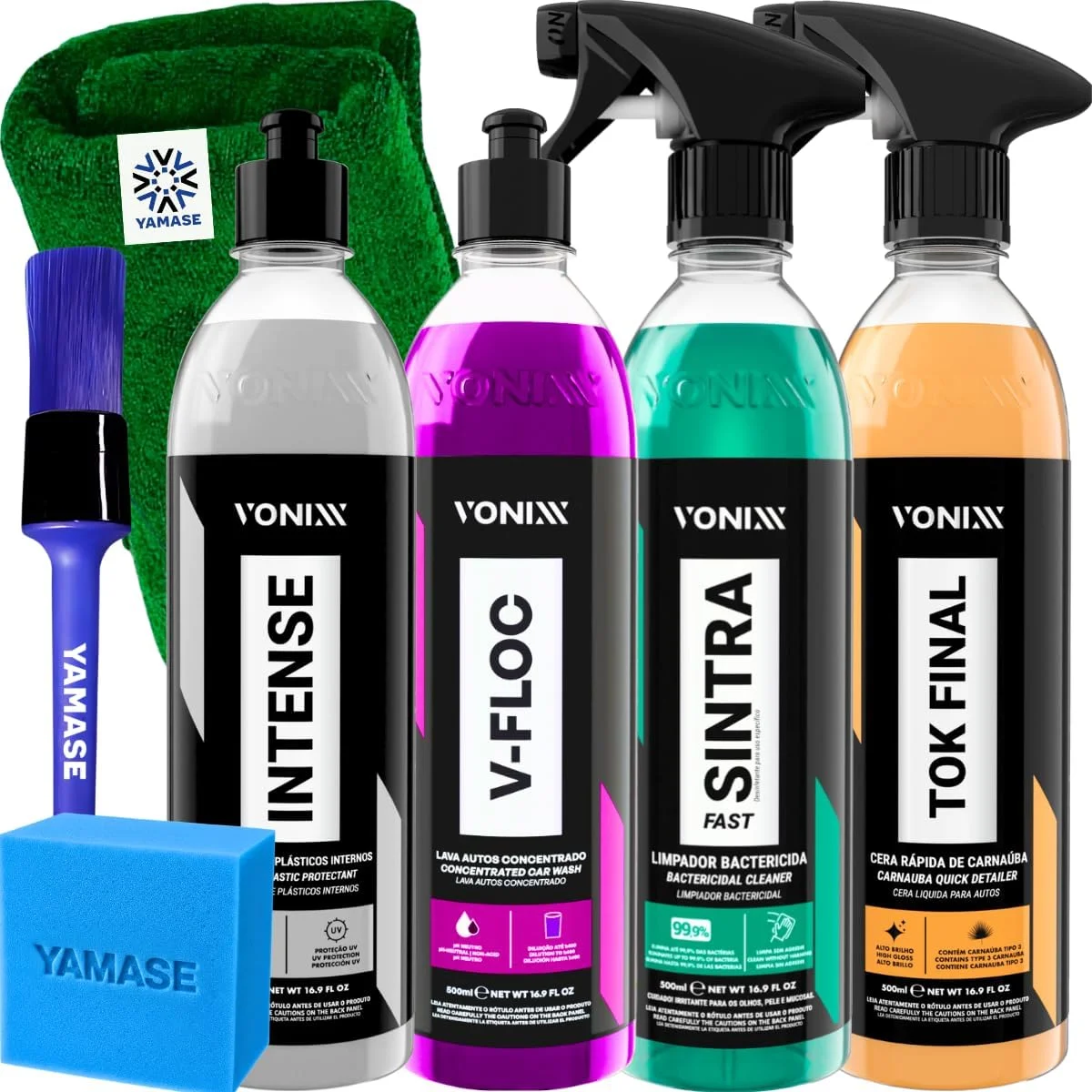 Limpeza Automotiva Completa Shampoo V-floc Revitalizador Intense Cera Tok Final Limpador Sintra Fast Pano Vonixx | Shampoo V-floc, Revitalizador Intense, Cera Tok Final, Limpador Sintra Fast, Pano incluído