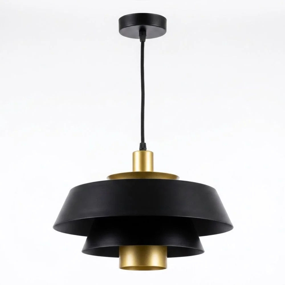 Pendente Nexus Preto e Dourado 40cm E27