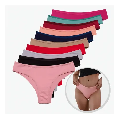 10 Calcinhas Feminina Tanga Lisa Algodão Atacado