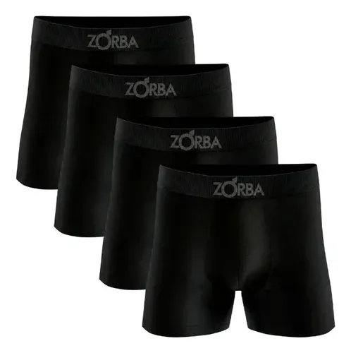Kit 4 Cuecas Boxer Zorba Algodão Sem Costura Toque Fresco 4 Pretos Confortável Respirável M (42 A 44)