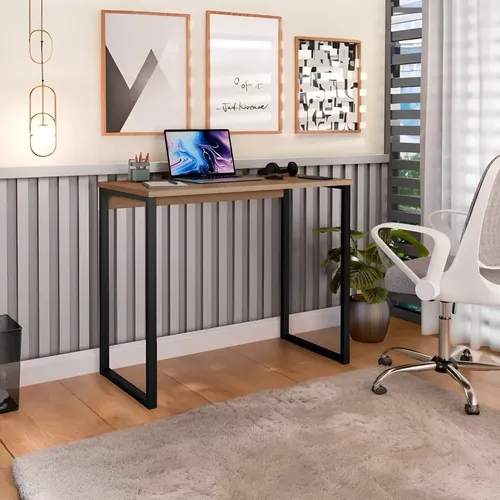 Escrivaninha Industrial Mesa Estudo Aparador Office Aço Mdf