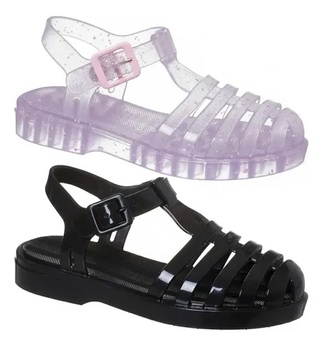 Kit 2 Pares Sandália Papete Infantil Menina Transparente