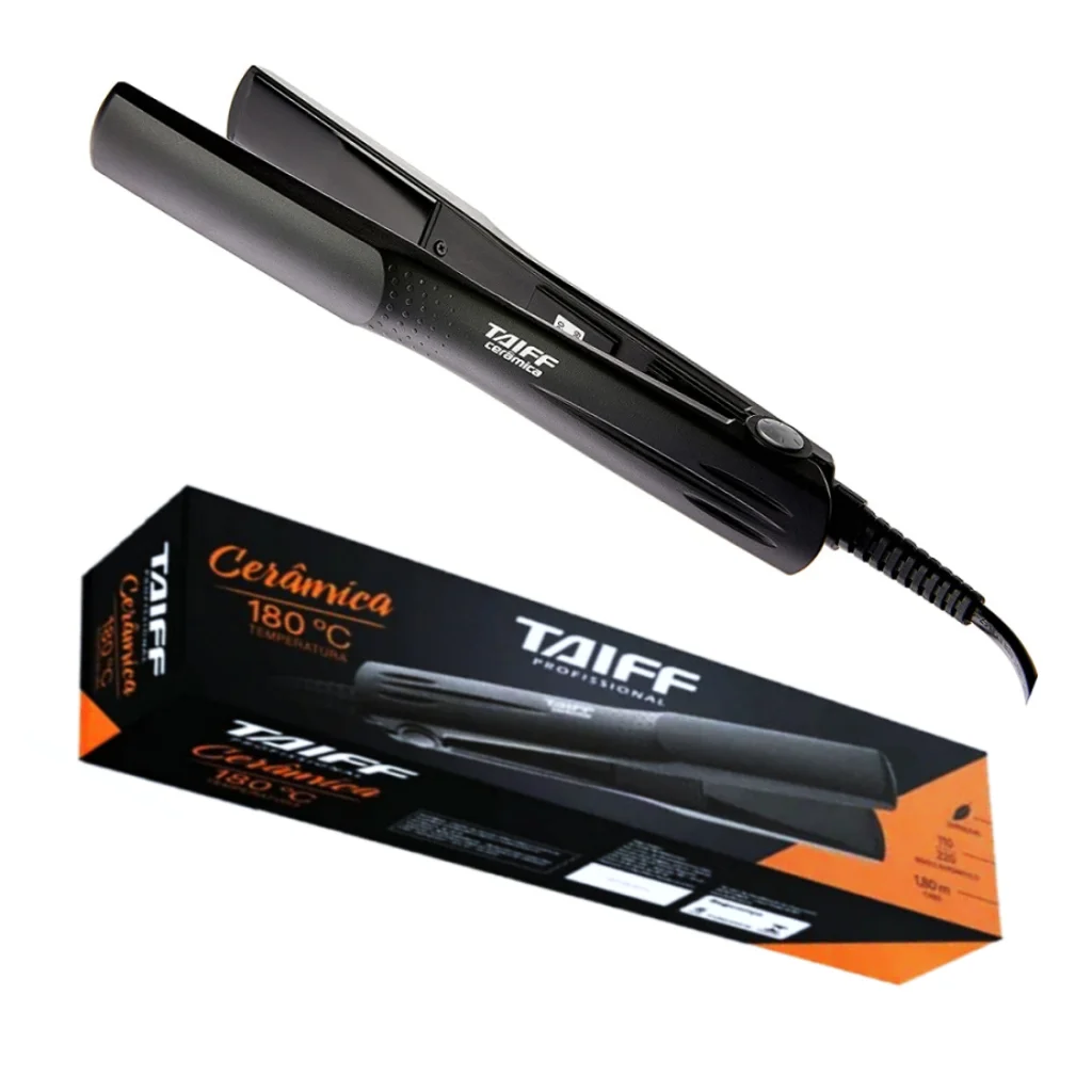 Prancha Chapinha Alisadora de Cabelo Taiff Cerâmica 180ºC Preta 110V/220V Bivolt
