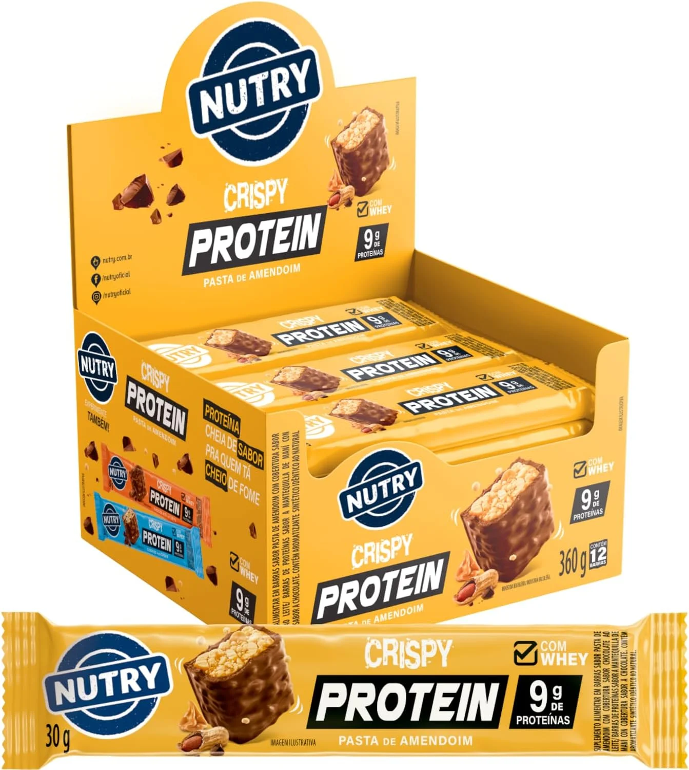 Nutry Barra de Proteínas Crispy Pasta de Amendoim 30g - Display