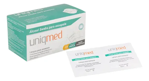 Álcool Swab 70% Saches Lenços Umedecidos 100un - Uniqmed