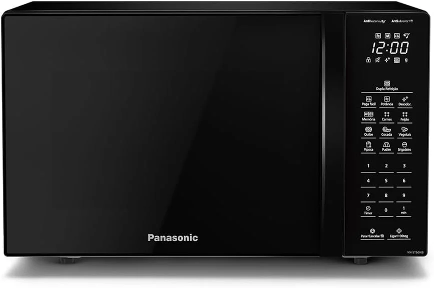 Microondas Panasonic Dupla Refeição 34l Black Glass Nn-st66nbru