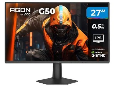 Monitor Gamer AOC 27" Full HD 144Hz Agon G50 IPS 0,5ms 27G50F/57 HDMI DisplayPort G-Sync