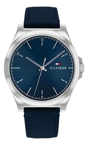 Relógio Tommy Hilfiger Norris Masculino Couro Azul - 1710666 Prateado Azul-escuro