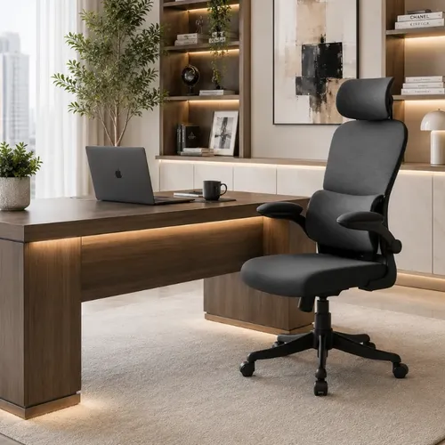Cadeira Escritório Ergonômica Maat Brand Com Suporte Lombar Preto Mesh