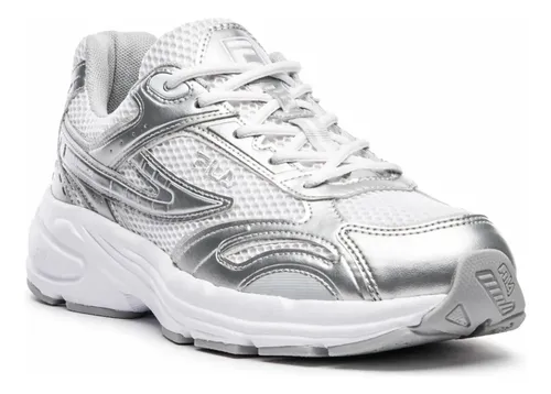 Tênis Fila Feminino Runner 2k Casual Confortável Tratorado Prata/branco Geométrico 37 Br