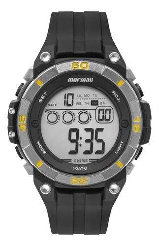 Relógio Mormaii Masculino Wave Preto - Molcdaav/8y com Caixa de Polímero e Pulseira de Silicone à Prova D` Água Esportivo e Casual