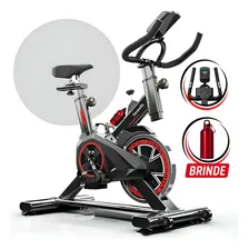 Bicicleta Ergométrica Bike Spinning Garrafa 6kg Sensação Inércia Com Medidor Cardíaco Fitness Preto e Vermelho Sevenfit Para Cardio E Musculação